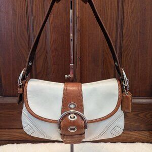Coach SoHo Hobo 10188 White & Cognac Shoulder Bag BEAUTIFUL CONDITION